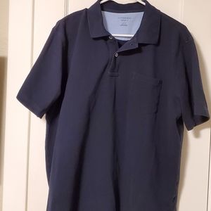 Lands' End blue Polo shirt w/ Button-Up neck - Large Traditional Fit 100% Cotton